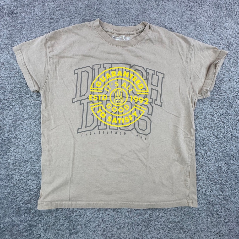 Dutch Bros‎ Coffee T Shirt Womens Small Graphic Tee Estd 1992 Beige Cotton